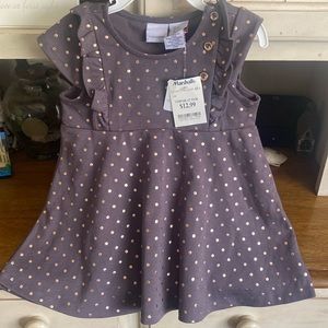 Tahari girls top size 4T grey/rose metallic polka dots